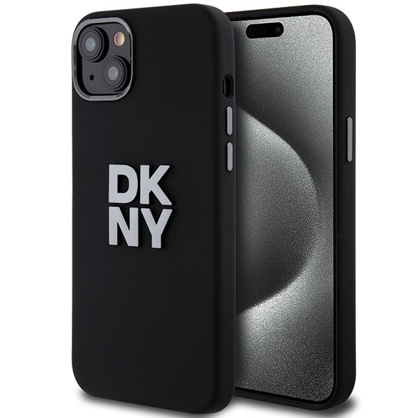 DKNY Liquid Silicone Metal Logo ümbris jaoks iPhone 15 Plus / 14 Plus - must