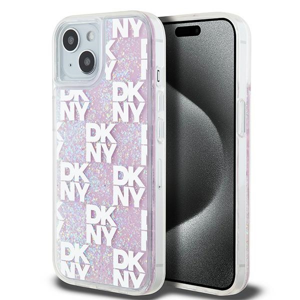 DKNY Liquid Glitter Multilogo ümbris jaoks iPhone 15 / 14 / 13 - roosa