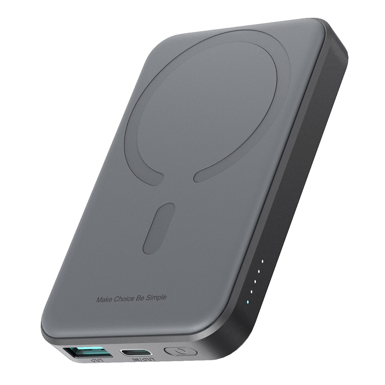 Powerbank Joyroom JR-W020 Mini 5000mAh USB-A USB-C induktiivne 20W - must + USB-C / USB-C kaabel