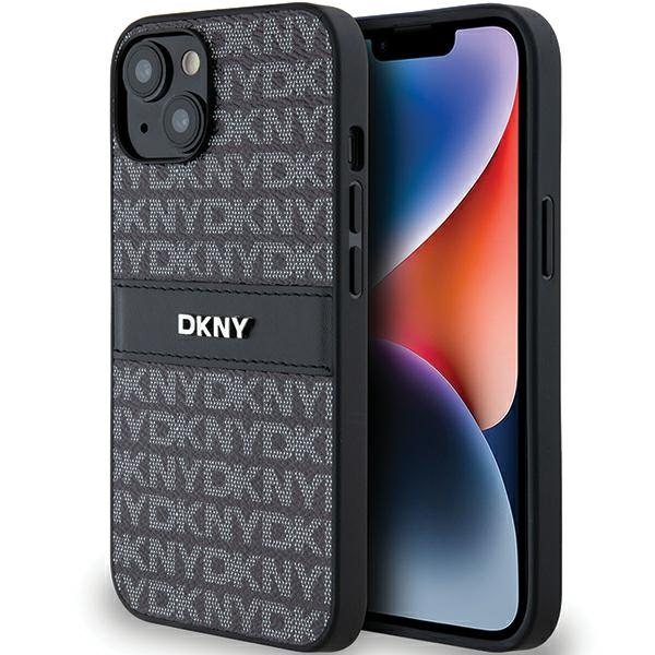 DKNY Leather Mono Stripe & Metal Logo Ümbris jaoks iPhone 15/14/13 - Must