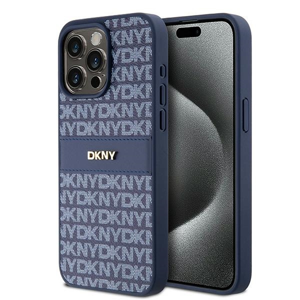 DKNY Leather Mono Stripe & Metal Logo чехол для iPhone 15 Pro Max - синий