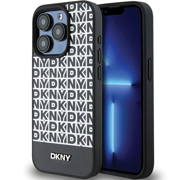 DKNY Leather Printed Pattern Metal Logo MagSafe Ümbris jaoks iPhone 15 Pro - Must