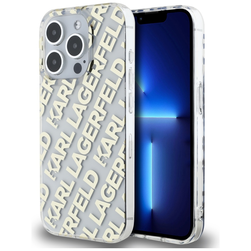 Karl Lagerfeld IML Fullover Logo ümbris jaoks iPhone 15 Pro - kuldne