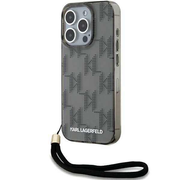 Karl Lagerfeld IML Mono KL Pattern & Cord ümbris jaoks iPhone 15 Pro Max - must