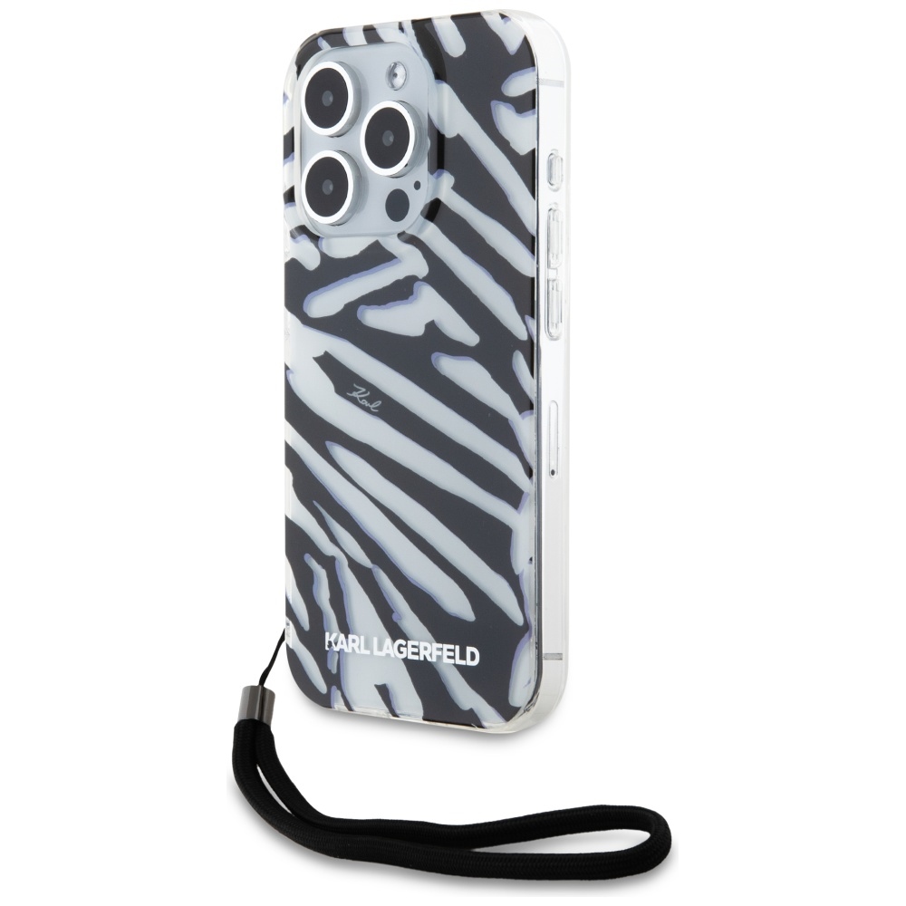Karl Lagerfeld IML Zebra Pattern & Cord ümbris jaoks iPhone 15 Pro Max - must