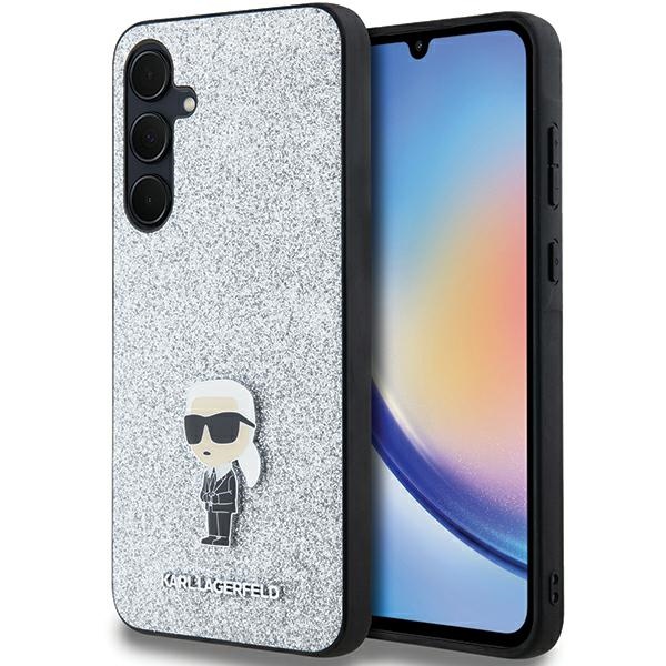 Karl Lagerfeld Fixed Glitter Ikonik Logo Metal Pin ümbris jaoks Samsung Galaxy A35 - hõbedane
