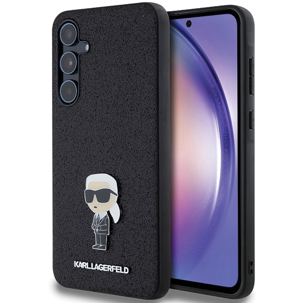 Karl Lagerfeld Fixed Glitter Ikonik Logo Metal Pin ümbris jaoks Samsung Galaxy A55 - must