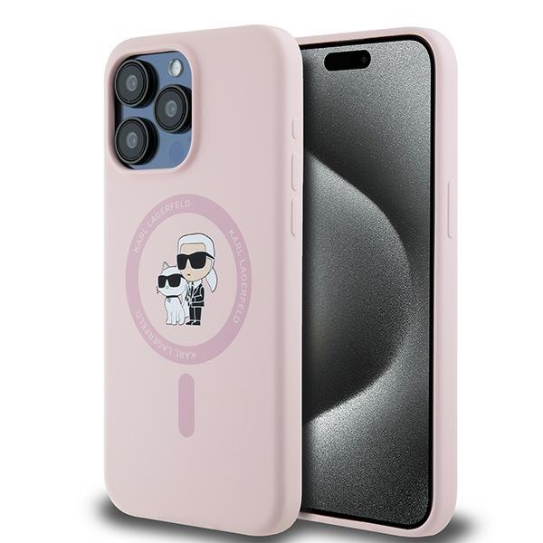 Karl Lagerfeld Silicone Karl&Choupette MagSafe Ümbris jaoks iPhone 15 Pro - roosa