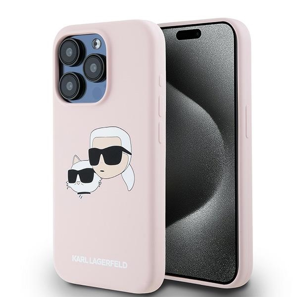 Силиконовый чехол Karl Lagerfeld Karl&Choupette MagSafe для iPhone 15 Pro Max - розовый