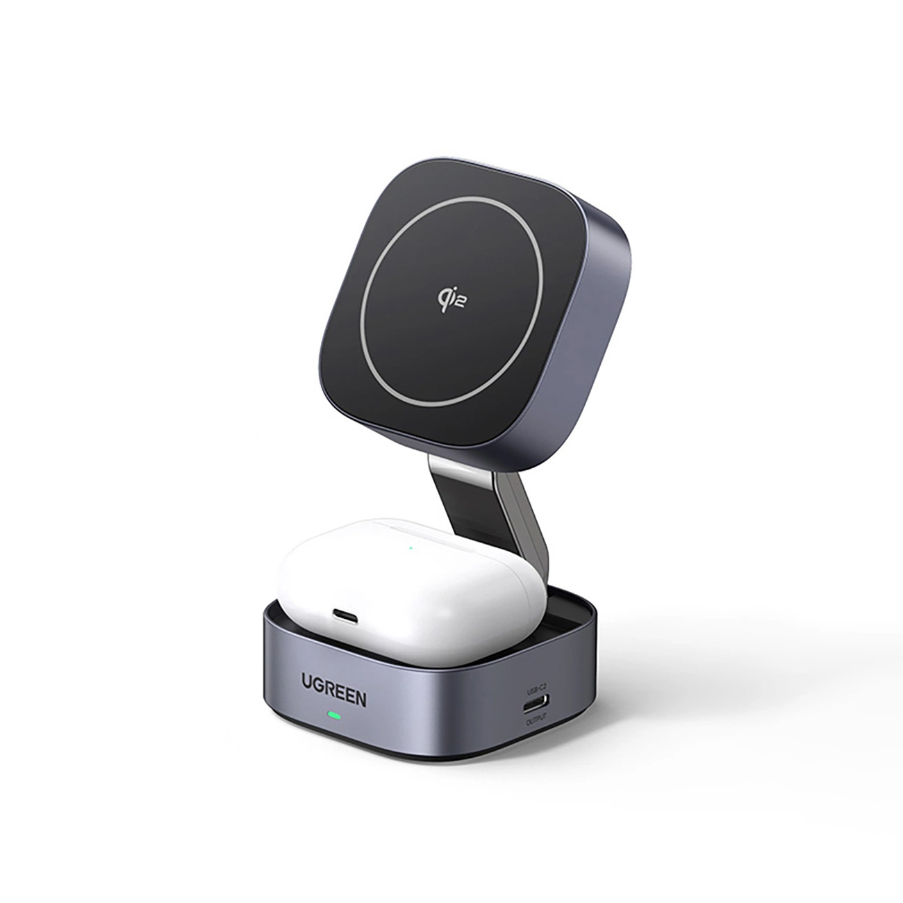 Ugreen W702 3in1 induktsioonlaadija MagSafe / Qi2 ja USB-C telefonile / kõrvaklappidele must