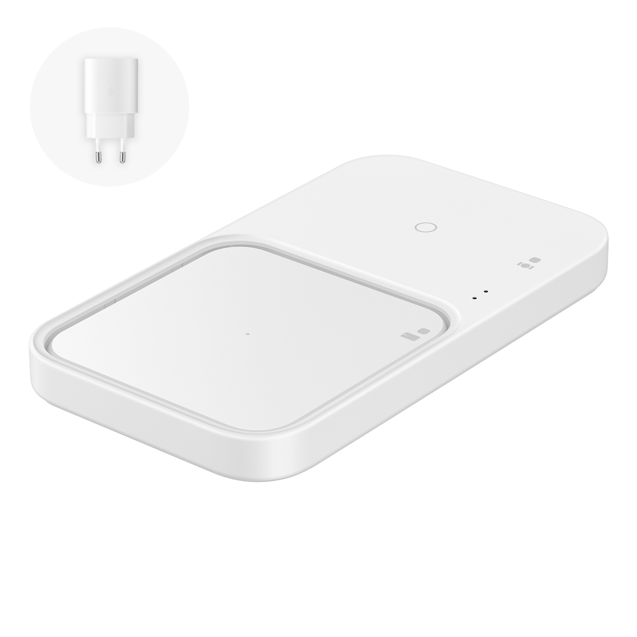 Беспроводное зарядное устройство Samsung "Duo" EP-P5400TWEGEU белый 15W (с зарядным устройством и кабелем) / 100% оригинал