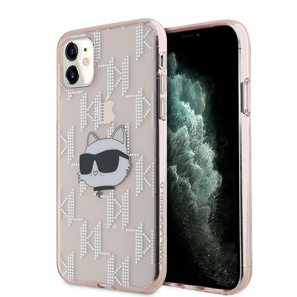 Karl Lagerfeld IML Choupette Head & Monogram ümbris jaoks iPhone 11 / Xr - roosa