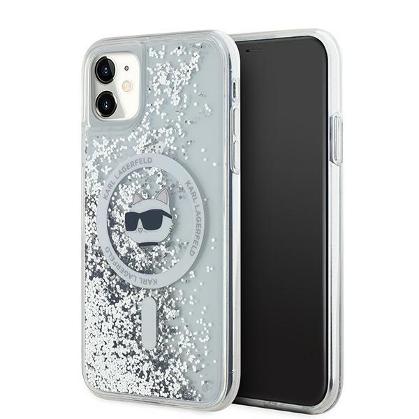 Karl Lagerfeld Liquid Glitter Choupette Head MagSafe Ümbris jaoks iPhone 11 / Xr - läbipaistev