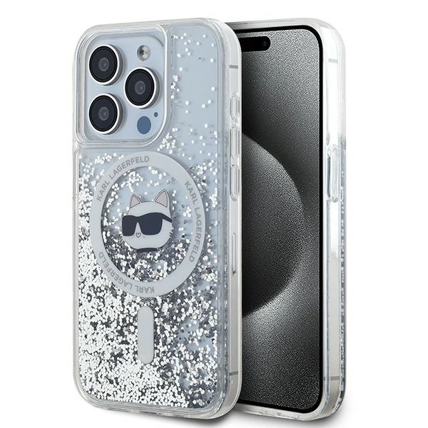Karl Lagerfeld Liquid Glitter Choupette Head MagSafe ümbris jaoks iPhone 14 Pro Max - läbipaistev