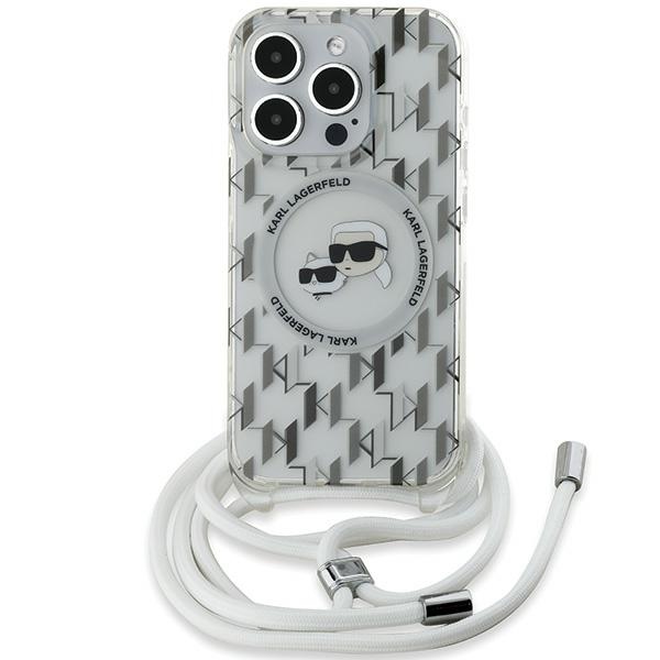 Karl Lagerfeld IML Crossbody Monogram Karl & Choupette Head MagSafe Ümbris jaoks iPhone 15 Pro - läbipaistev