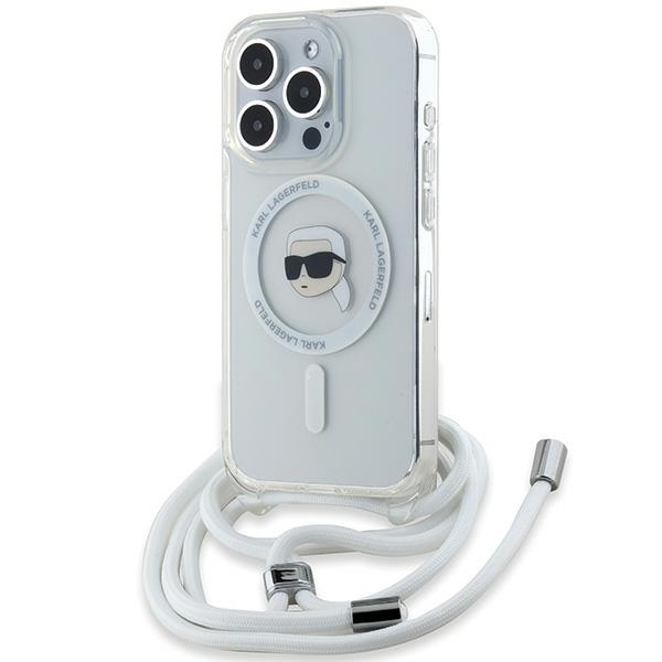 Karl Lagerfeld Crossbody IML Karl Head MagSafe ümbris jaoks iPhone 15 Pro - läbipaistev