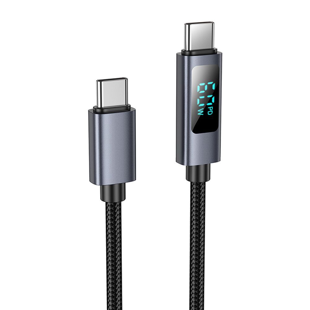 Cable USB C to USB C Hoco 3A 60W with display 1 m X112 black