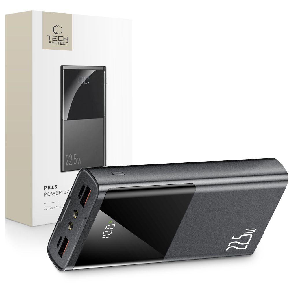 Powerbank Tech-Protect PB13 20000mAh 22.5W 2x USB-A / USB-C / Lightning USB-C / USB-A kaabliga - hall
