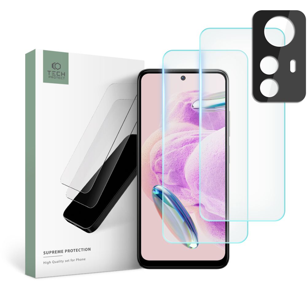 Tech-Protect Supreme Set jaoks Xiaomi Redmi Note 12S 2x Karastatud klaas jaoks display / Karastatud klaas jaoks camera
