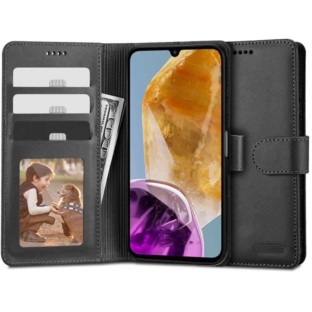 Tech-Protect Wallet Ümbris jaoks Samsung Galaxy M15 5G - must