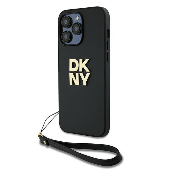 DKNY Wrist Strap Stock Logo ümbris jaoks iPhone 14 Pro - must