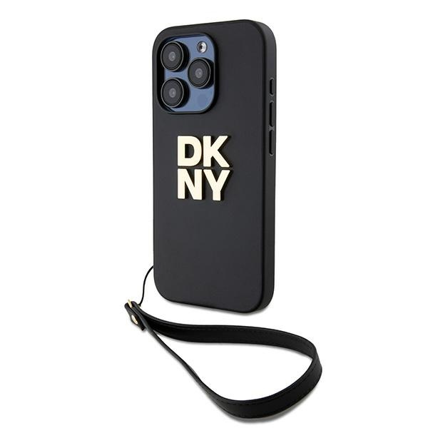 DKNY Wrist Strap Stock Logo ümbris jaoks iPhone 15 Pro - must