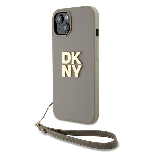 DKNY Wrist Strap Stock Logo ümbris jaoks iPhone 15 Plus - beige