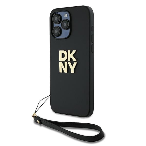 DKNY Wrist Strap Stock Logo ümbris jaoks iPhone 15 Pro Max - must