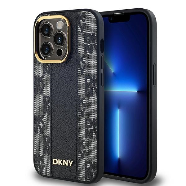 DKNY Leather Checkered Mono Pattern MagSafe ümbris jaoks iPhone 14 Pro - must
