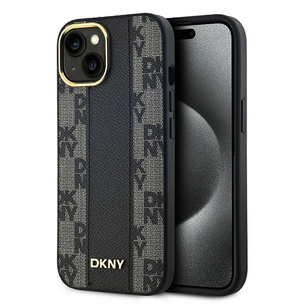 DKNY Leather Checkered Mono Pattern MagSafe Ümbris jaoks iPhone 15 Plus / 14 Plus - Must
