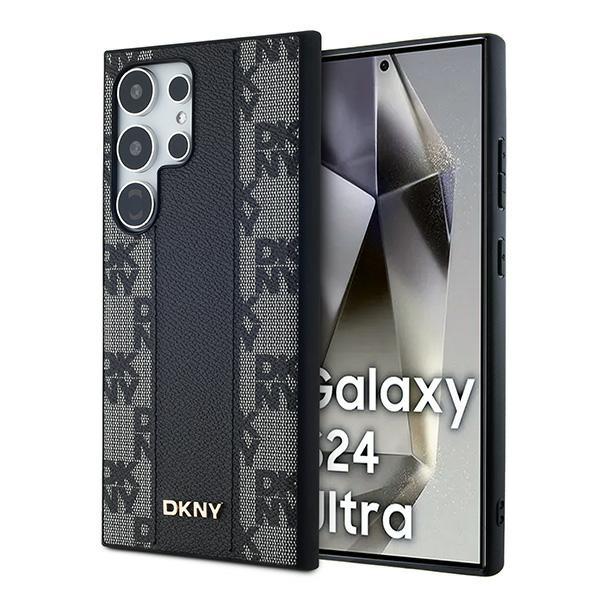 DKNY Leather Checkered Mono Pattern MagSafe Чехол для Samsung Galaxy S24 Ultra - чёрный