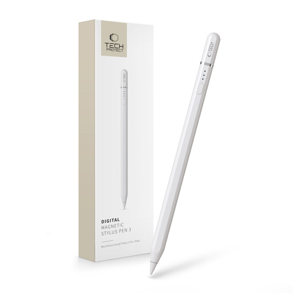 Tech-Protect Digital Magnetic Stylus Pen 3 Magnetic jaoks iPad Tablet - Valge