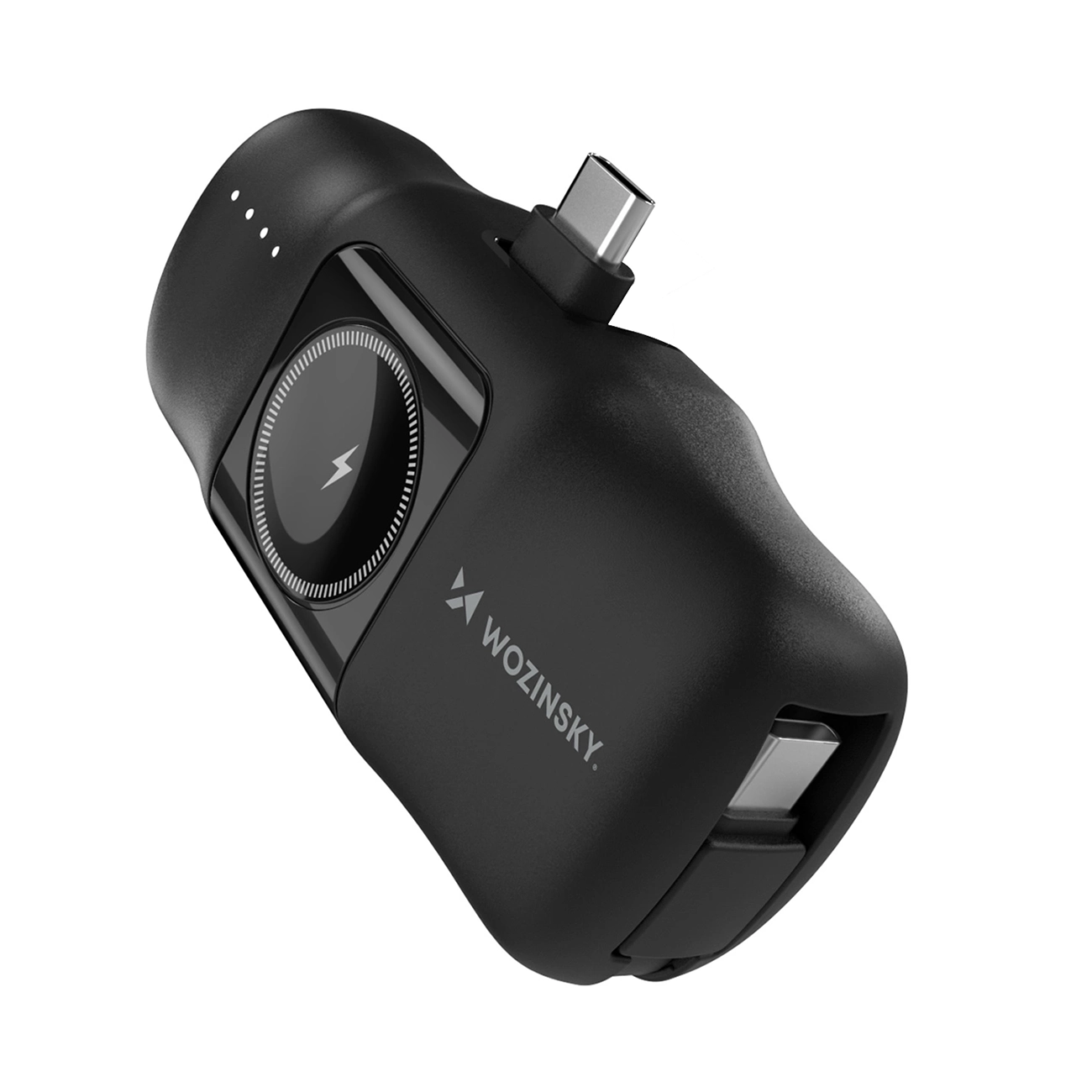 Wozinsky WF16-YCS 5000mAh 15W USB-C mini energiapank sisseehitatud USB-C kaabliga ja Apple Watchi laadijaga - must