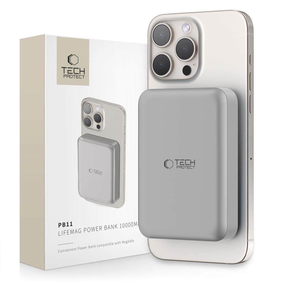 Powerbank Tech-Protect PB11 LifeMag MagSafe 10000 mAh - titaan