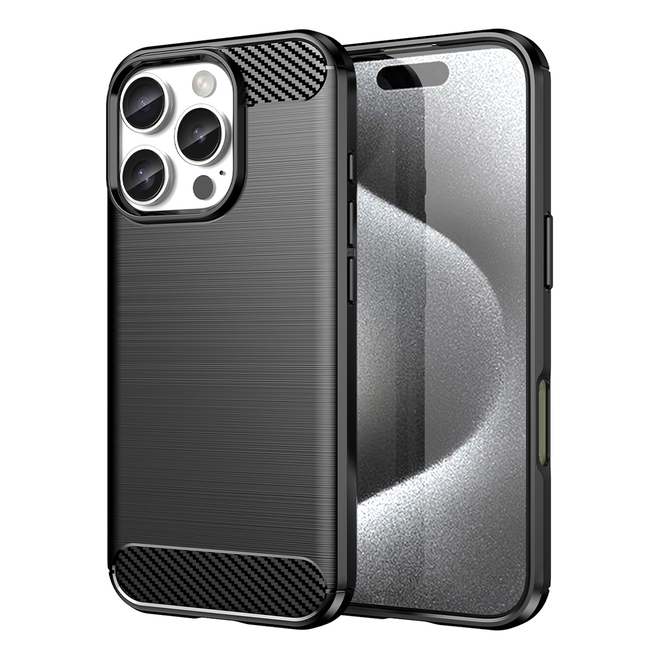 Carbon Ümbris jaoks iPhone 16 Pro Max Silicone Ümbris - Must