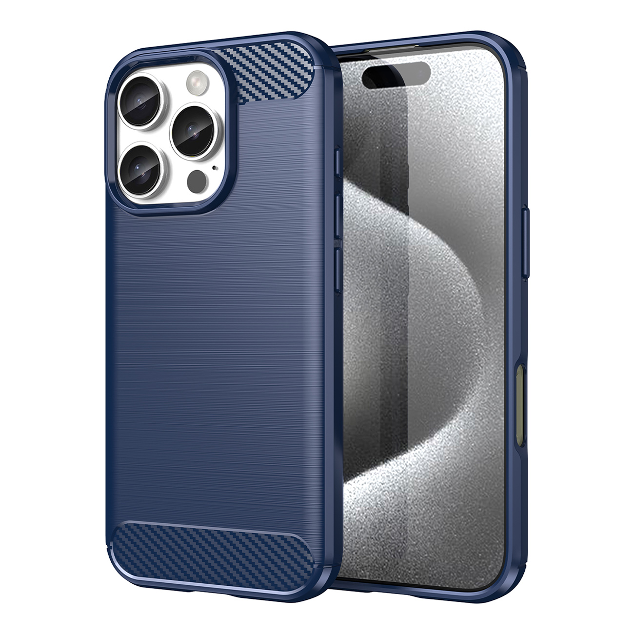 Carbon Ümbris jaoks iPhone 16 Pro Max Silicone Ümbris - Sinine