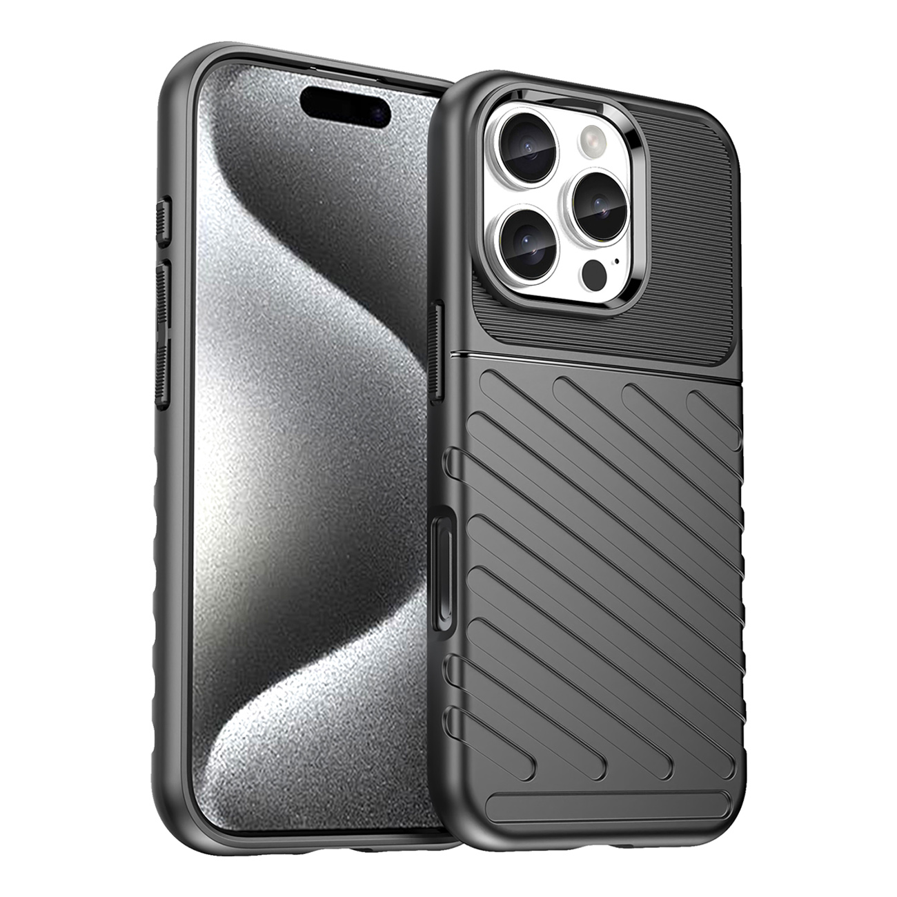 Thunder Ümbris jaoks iPhone 16 Pro Max Silicone Ümbris - Must