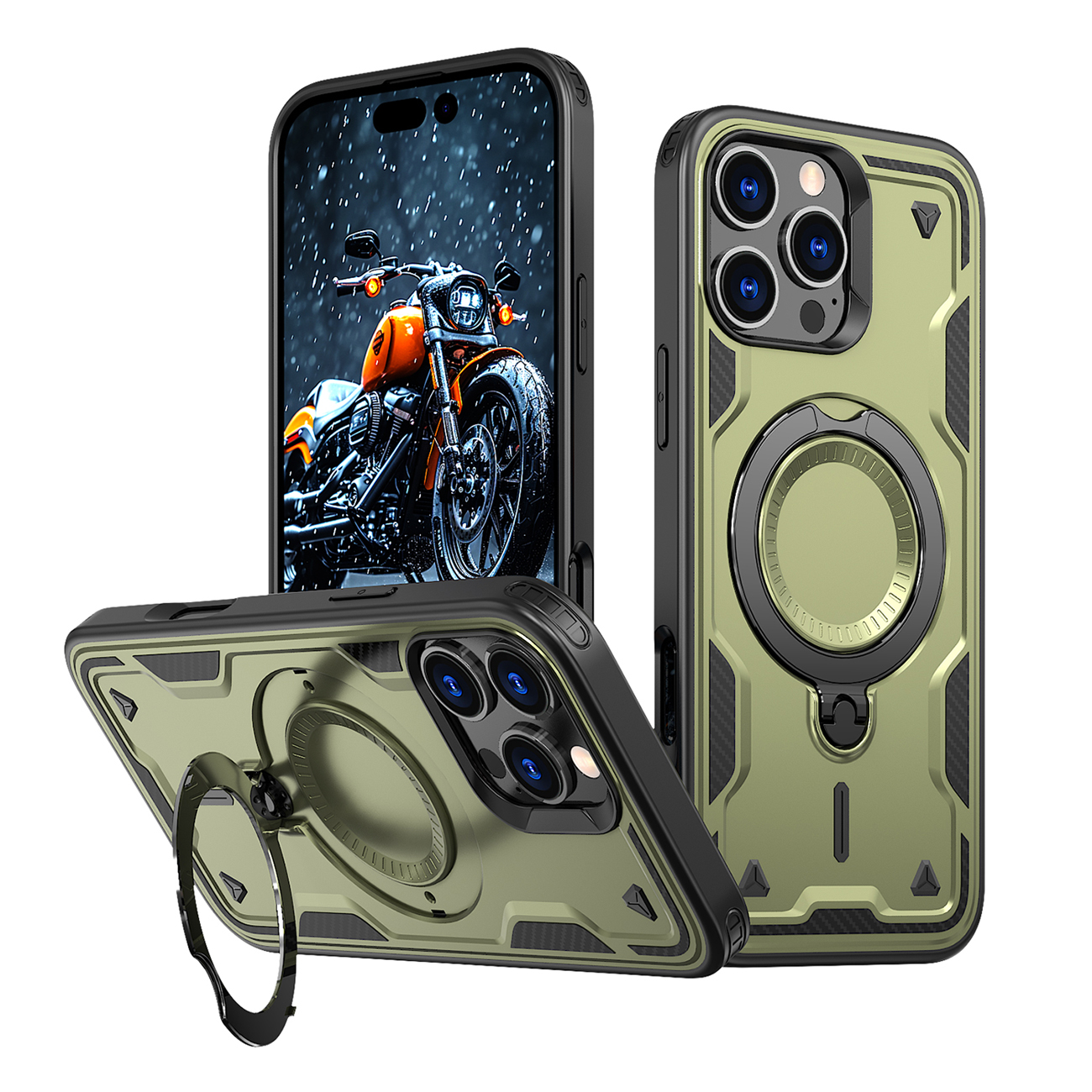 Hybrid Armor Trendy Ümbris with MagSafe jaoks iPhone 16 Pro - Roheline