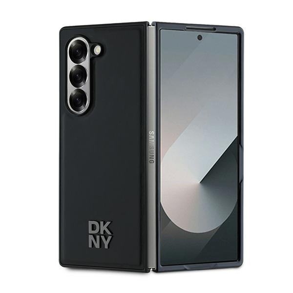 DKNY Magsafe Plain Leather Metal Stack Logo Чехол для Samsung Galaxy Z Fold 6 - чёрный
