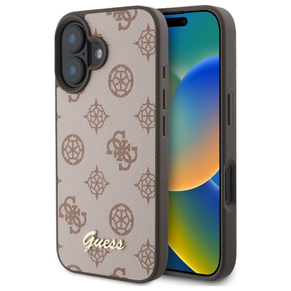 Guess Peony Script MagSafe iPhone 16 Ümbris - Brown