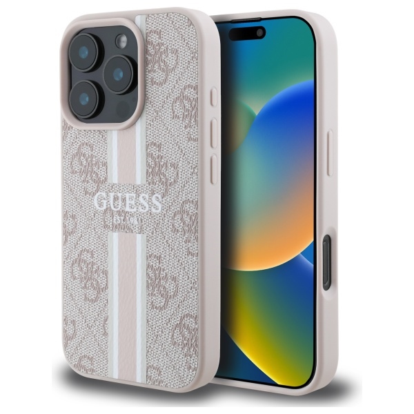 Guess 4G Printed Stripes MagSafe Ümbris jaoks iPhone 16 Pro Max - Roosa