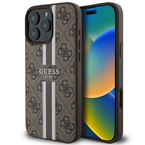 Guess 4G Printed Stripes MagSafe Ümbris jaoks iPhone 16 Pro Max - Brown