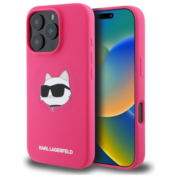 Karl Lagerfeld Silicone Choupette Head MagSafe iPhone 16 Pro Ümbris - Roosa
