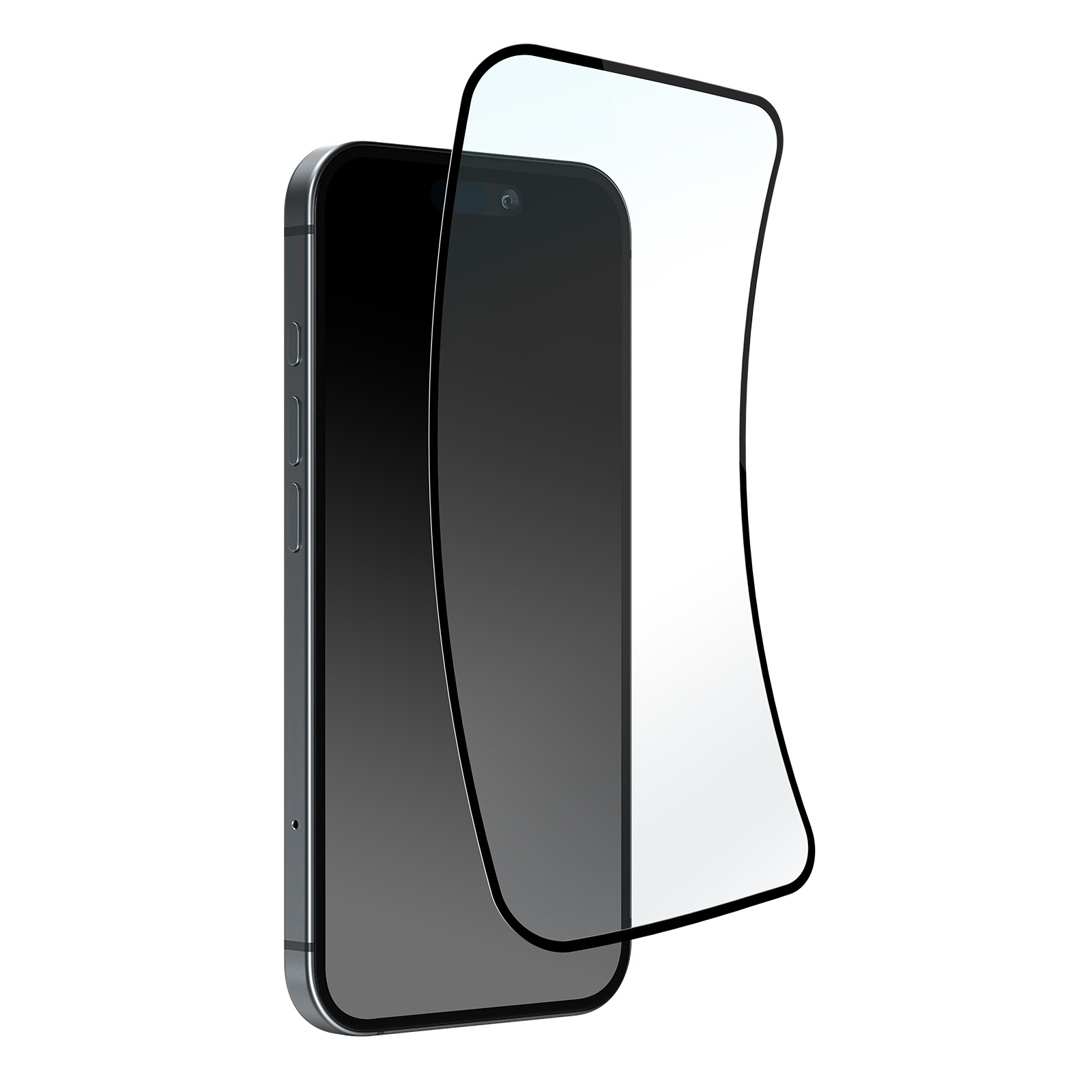 Гибридное стекло Puro Flexible Glass D3O с чёрной рамкой для iPhone 16 / iPhone 15 / iPhone 15 Pro