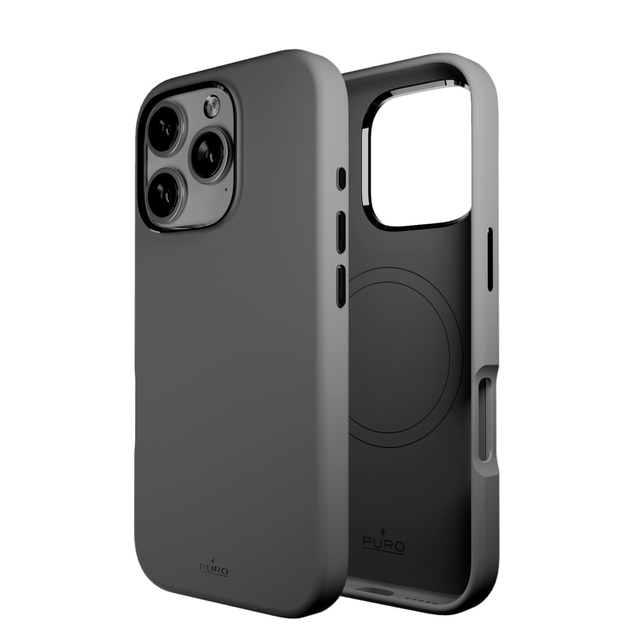 Силиконовый чехол Puro Icon Mag Pro MagSafe для iPhone 16 Pro - тёмно-серый