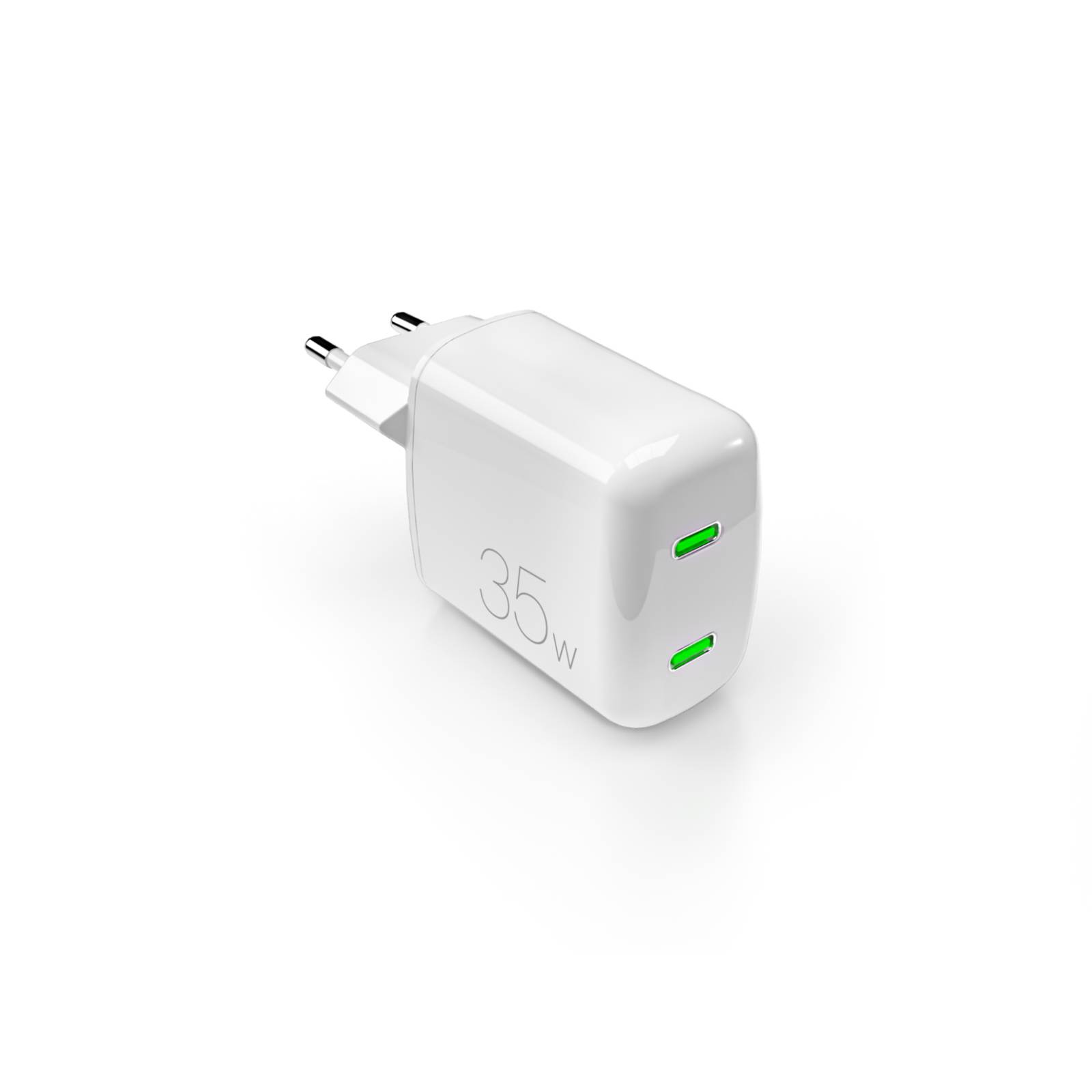 Puro MiniPro 35W GaN 2xUSB-C Wall Laadija - valge