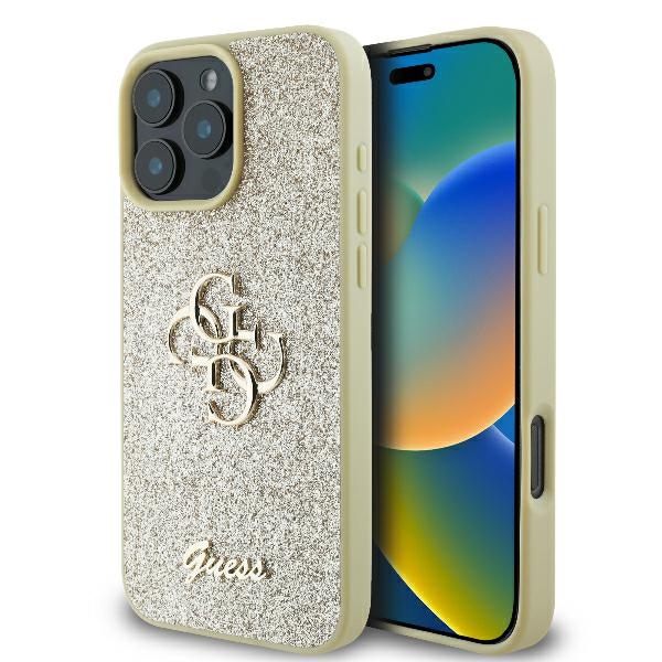 Guess Fixed Glitter Big 4G Ümbris jaoks iPhone 16 Pro - Kuldne