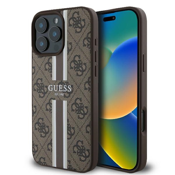 Guess 4G Printed Stripes MagSafe iPhone 16 Pro Ümbris - Brown
