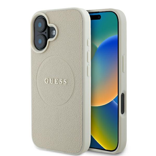 Guess Grained Ring MagSafe ümbris jaoks iPhone 16 - beige