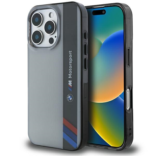 BMW Motosport IML Vertical Stripe iPhone 16 Pro Ümbris - hall
